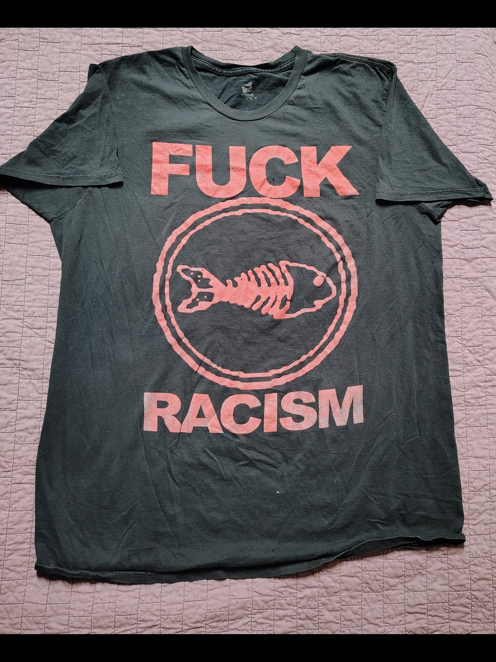 Vintage Fishbone "F**K Racism" Band T-Shirt Graphic Tee Large / XL Black